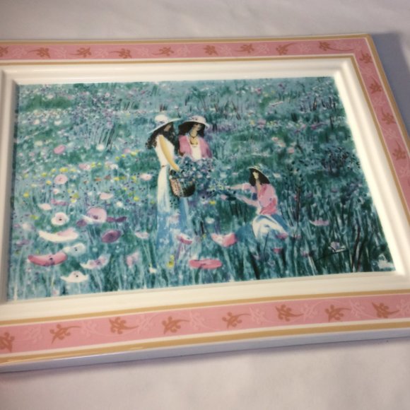 Vintage Wall Ceramic Tile Villeroy & Bosh Galerie Reign Flower picking Gentil - Picture 2 of 6